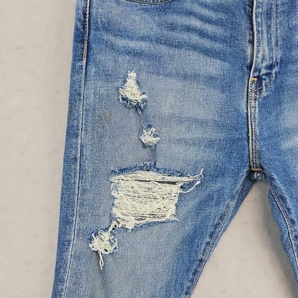 Custom Levi's Womens 33 Blue Distressed Front & Back Rhinestone Fringe Festival - Picture 5 of 16